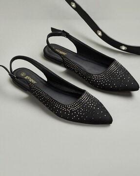 embellished slip-on shoes with buckle closure