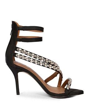 embellished slip-on strappy stilettos