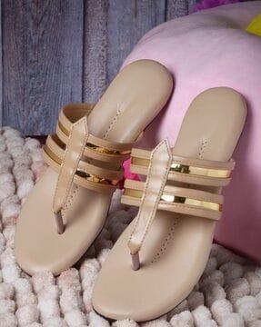 embellished slip-on t-strap sandals