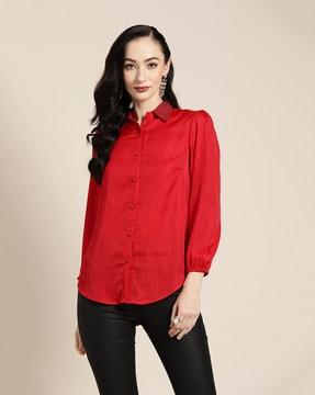 embellished spread-collar shirt