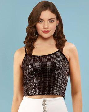 embellished square-neck tank top