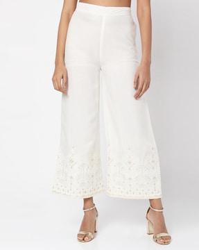 embellished straight fit palazzos