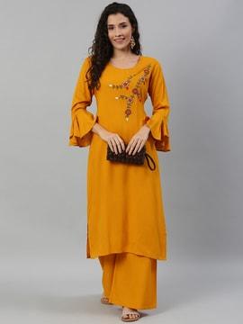 embellished straight kurta & palazzos set