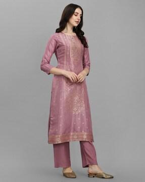 embellished straight kurta & pants set