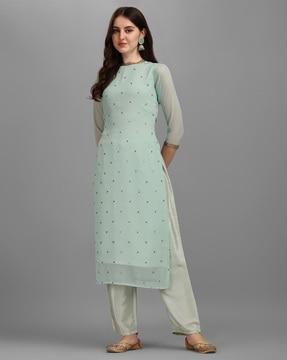 embellished straight kurta & pants set