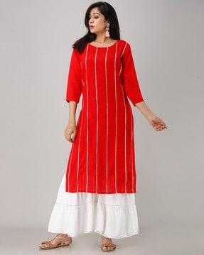 embellished straight kurta set