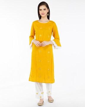 embellished straight kurta set