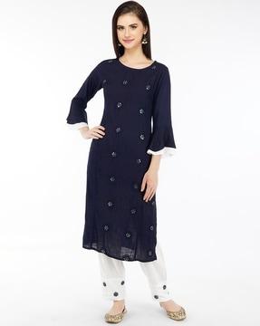 embellished straight kurta set