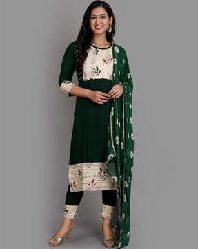 embellished straight kurta set