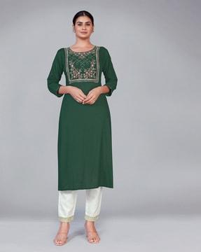 embellished straight kurta set