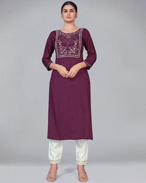 embellished straight kurta set