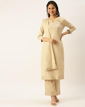 embellished straight kurta set