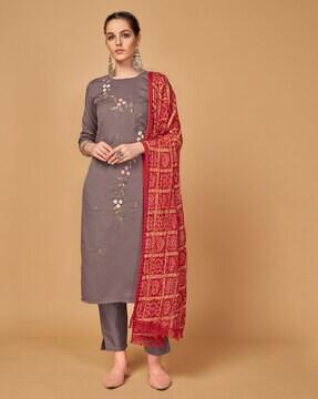 embellished straight kurta set