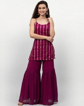 embellished straight kurta set