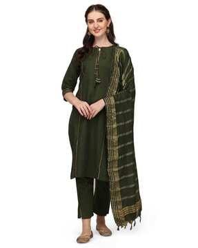 embellished straight kurta set