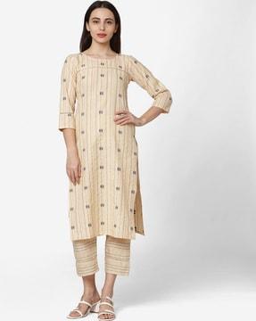 embellished straight kurta set