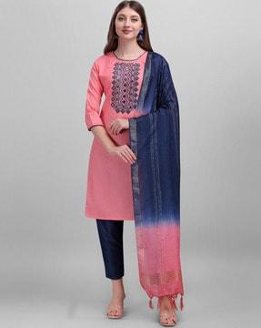 embellished straight kurta set