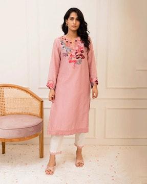 embellished straight kurta set