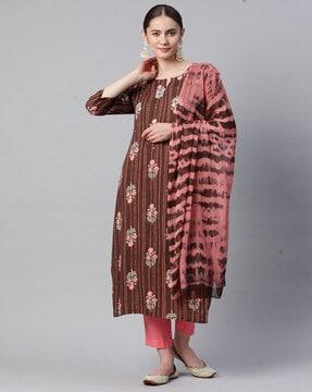 embellished straight kurta set