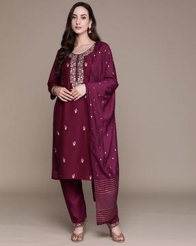 embellished straight kurta set