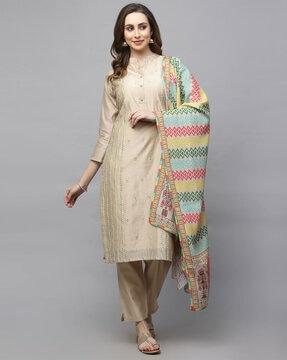 embellished straight kurta set