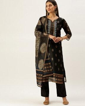 embellished straight kurta set