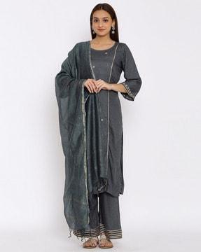 embellished straight kurta set