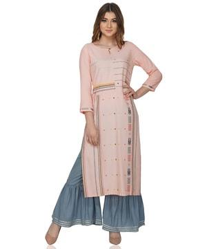 embellished straight kurta set