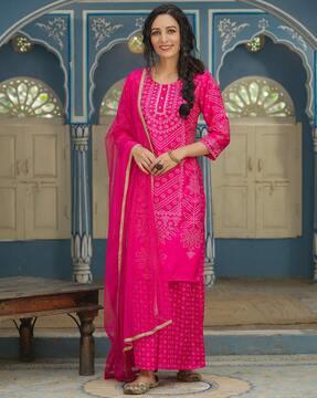 embellished straight kurta set