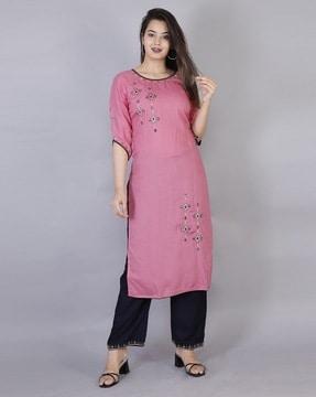 embellished straight kurta set