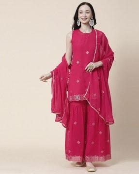 embellished straight kurta set