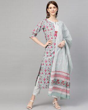 embellished straight kurta set