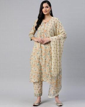 embellished straight kurta set