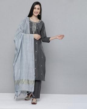 embellished straight kurta set