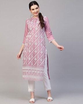 embellished straight kurta set