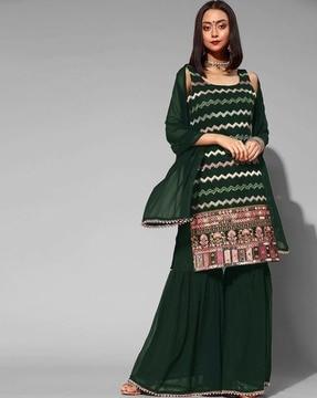 embellished straight kurta set