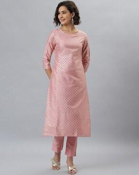 embellished straight kurta set