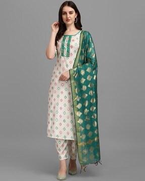 embellished straight kurta set