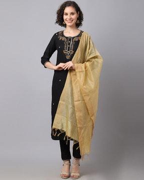 embellished straight kurta set