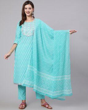 embellished straight kurta set