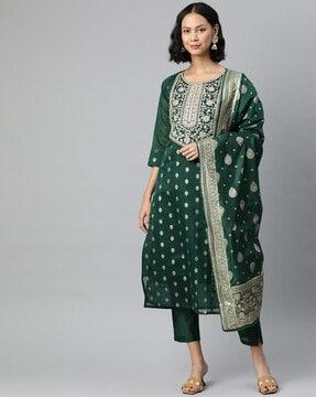 embellished straight kurta set