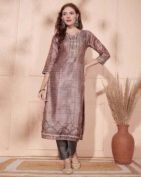 embellished straight kurta set