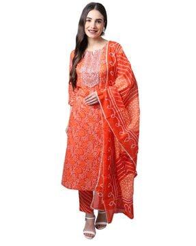 embellished straight kurta set