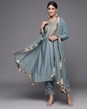 embellished straight kurta set