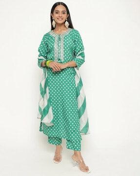 embellished straight kurta set