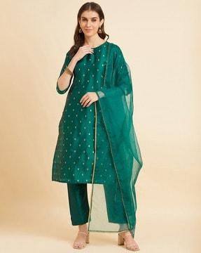 embellished straight kurta set