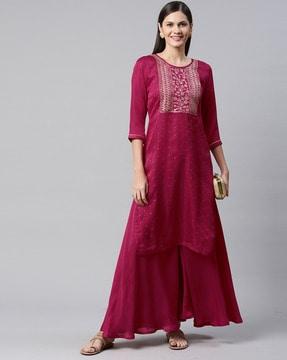 embellished straight kurta set