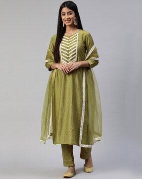 embellished straight kurta set