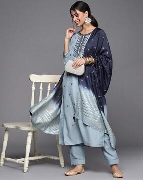 embellished straight kurta set