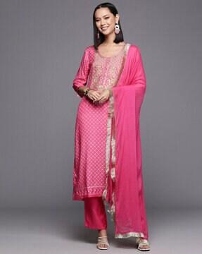 embellished straight kurta set